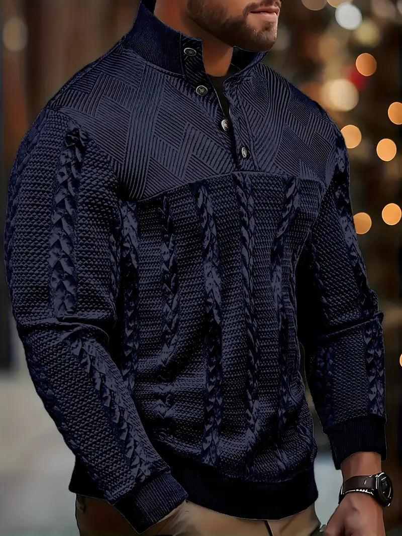 MASON – TEXTURED BUTTON-UP KNIT SWEATER