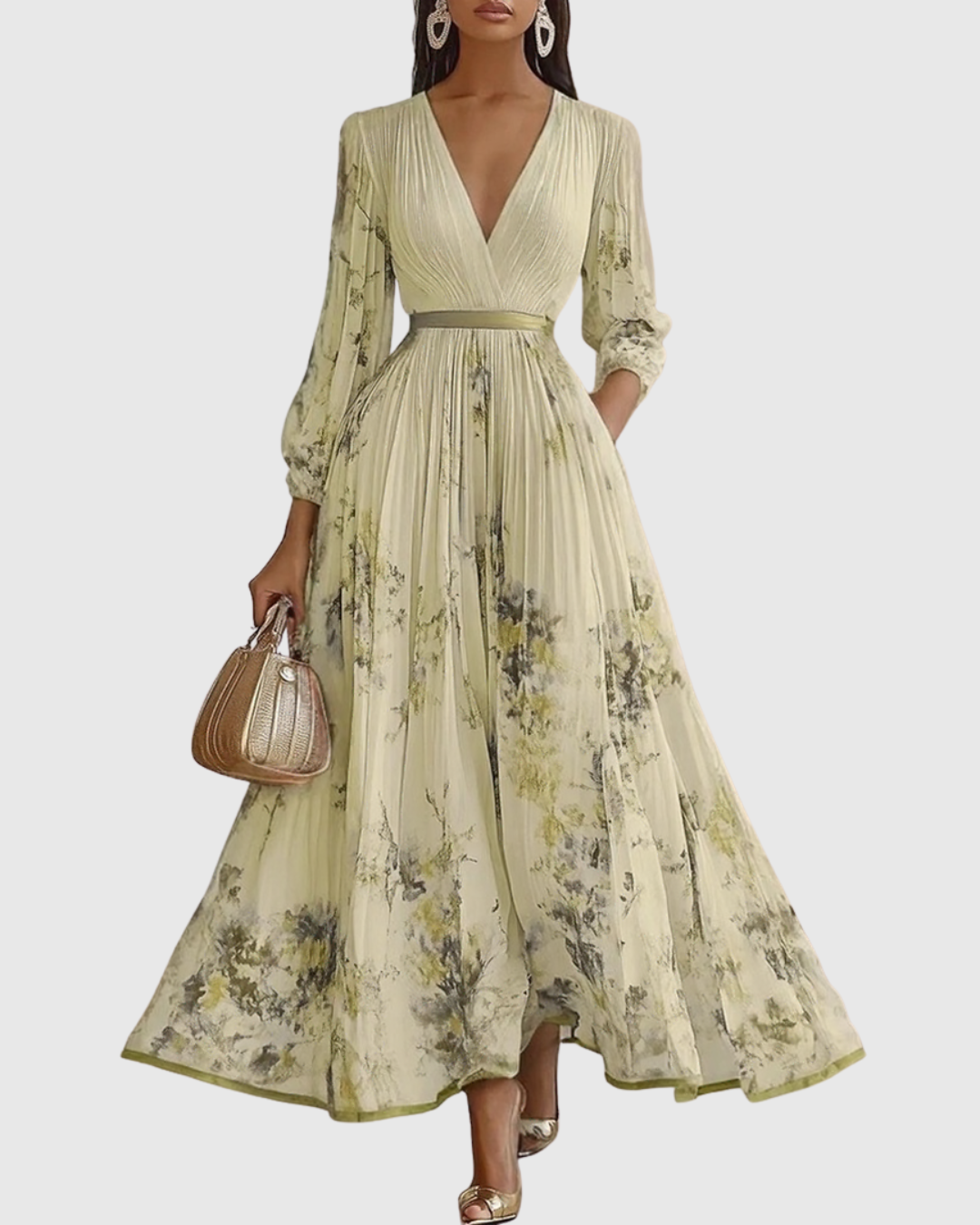 Rowella™ | Elegant Pleated Maxi Dress