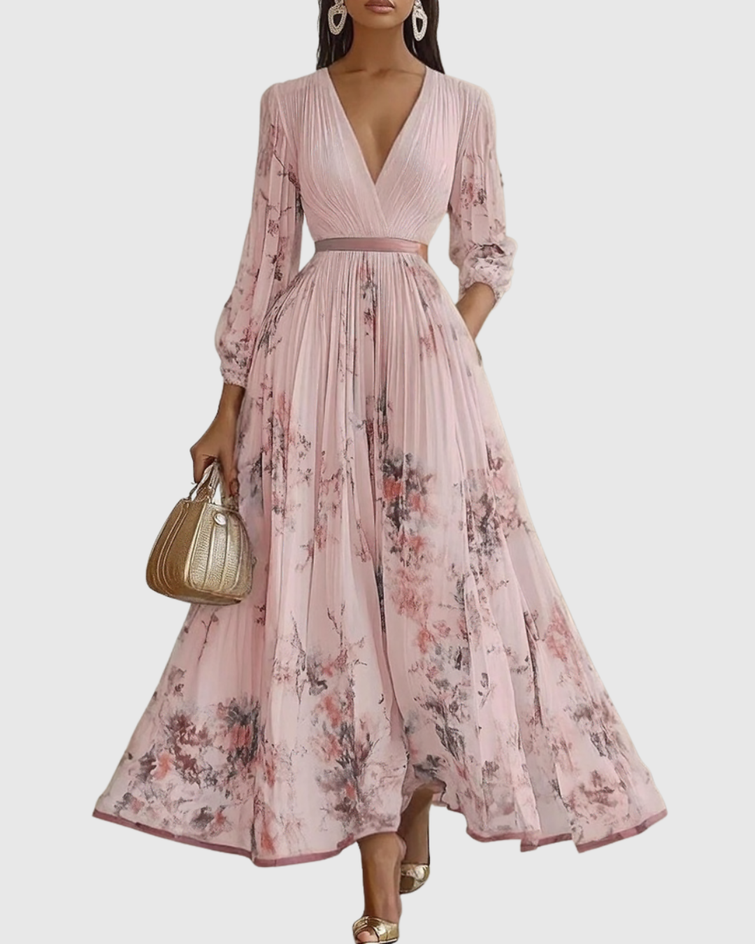 Rowella™ | Elegant Pleated Maxi Dress