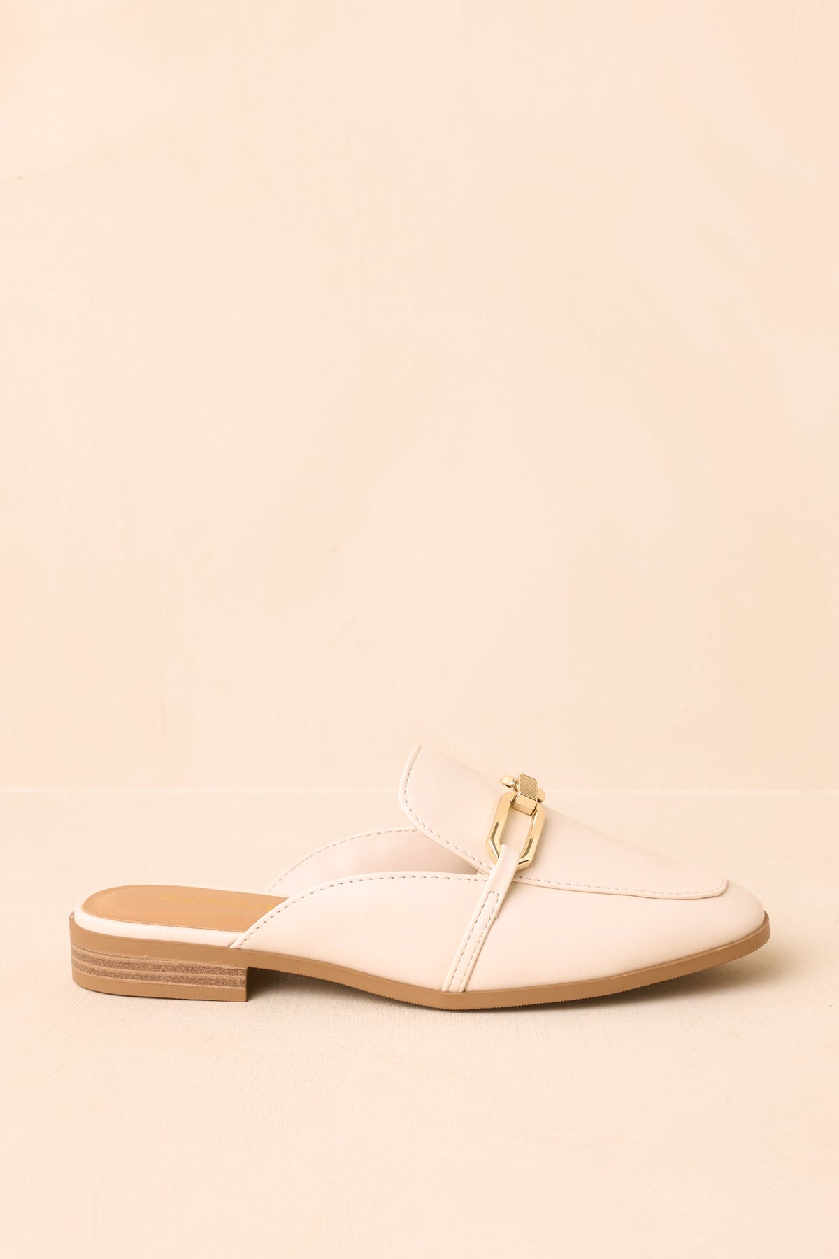 Going First Class Ivory Faux Leather Mule Loafers