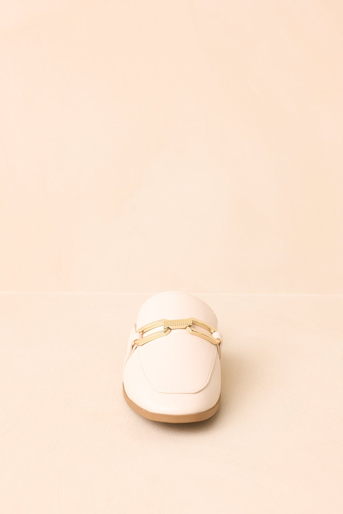 Going First Class Ivory Faux Leather Mule Loafers
