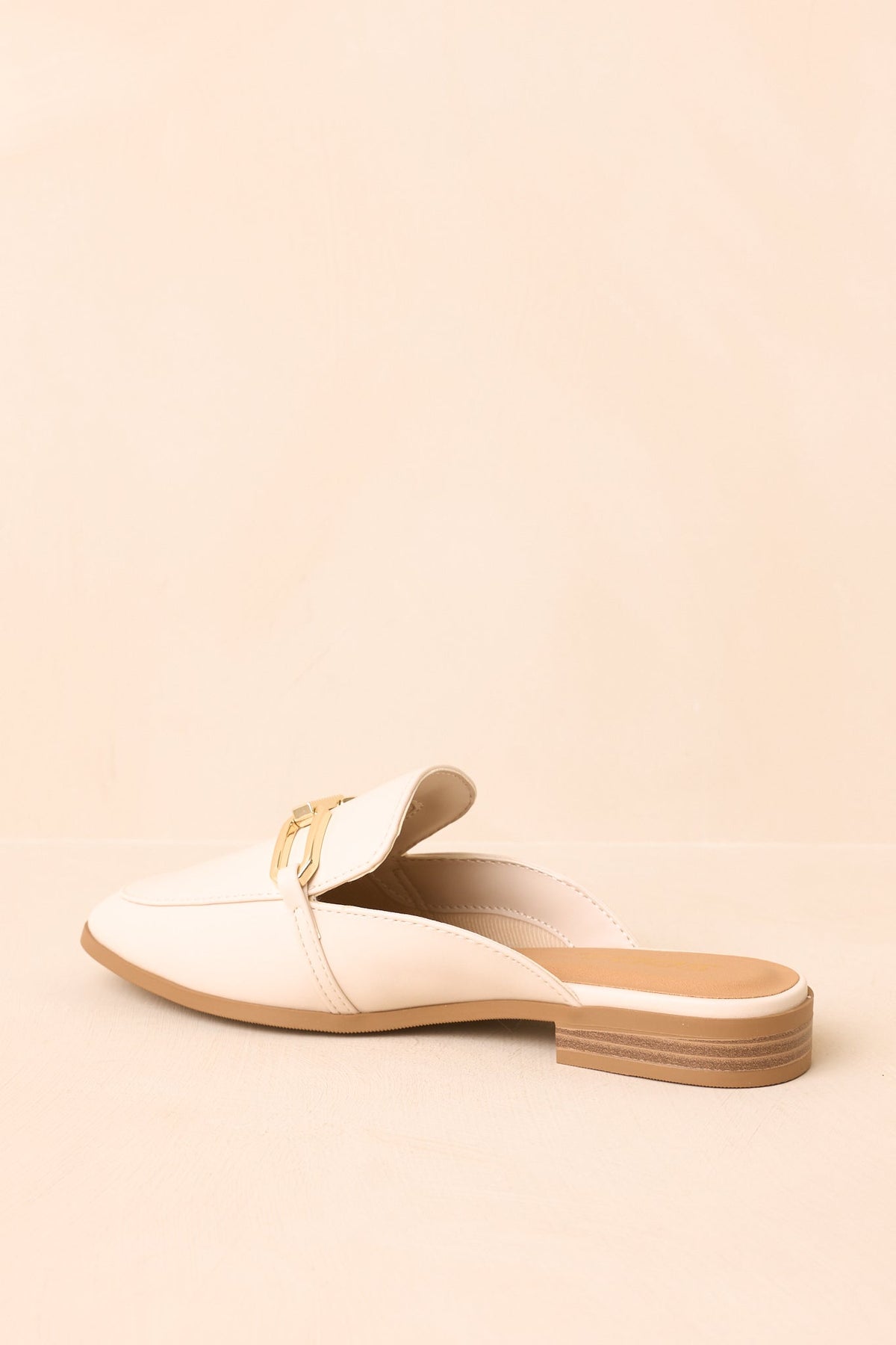 Going First Class Ivory Faux Leather Mule Loafers