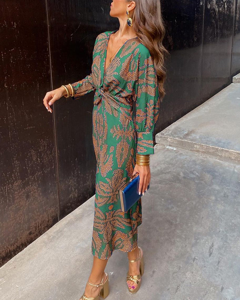 Isadora™ | Elegant Midi Dress with Timeless Charm Print