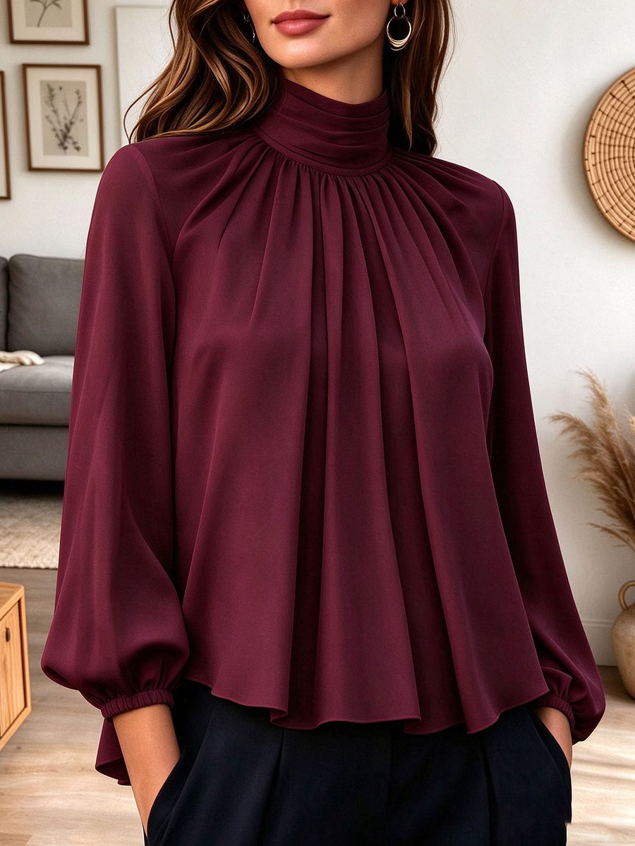 Marlowe | Pleated High-Neck Blouse