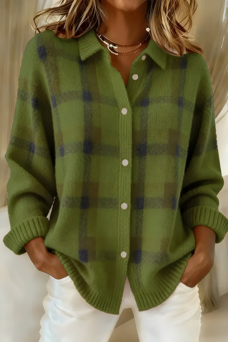 Tesa | Cozy Plaid Sweater Cardigan