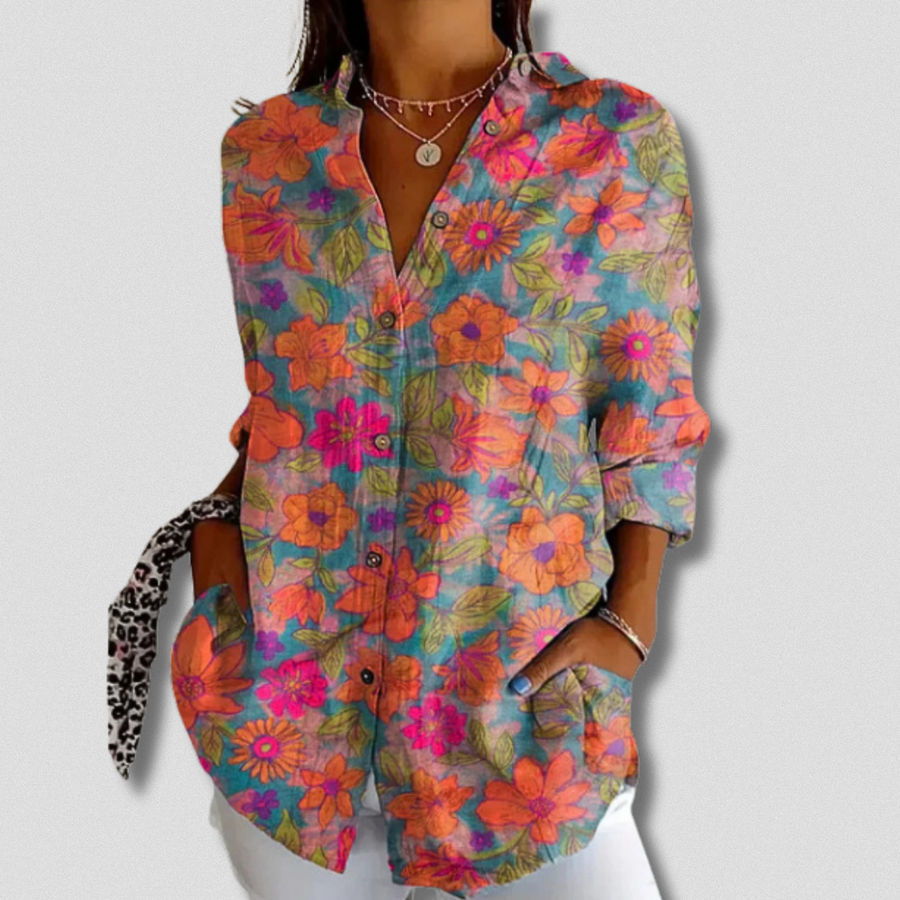 Fallon | Long Sleeve Floral Button-Down Shirt