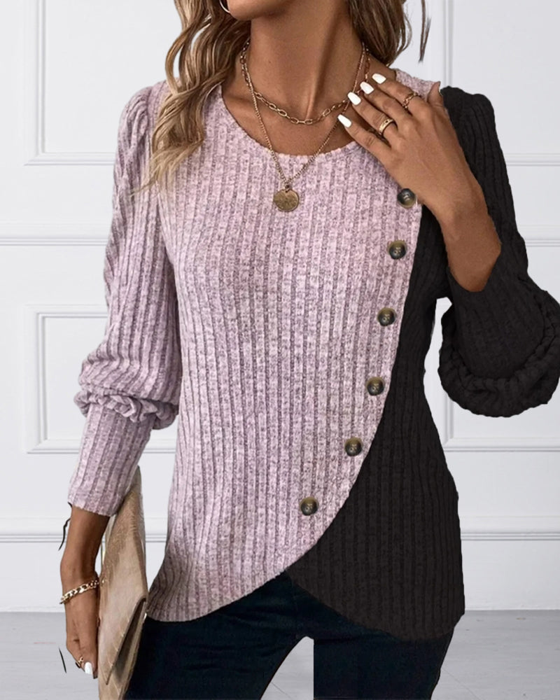 Evelyn – The Color-Block Casual Top