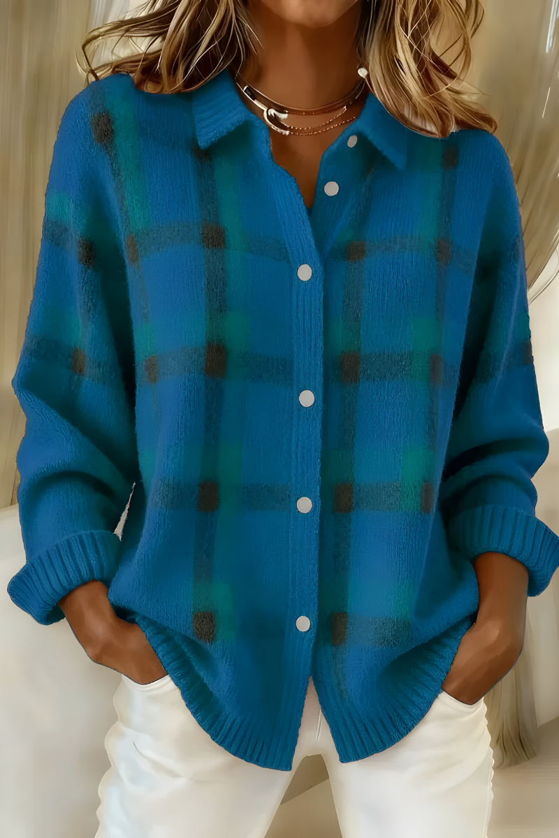 Tesa | Cozy Plaid Sweater Cardigan