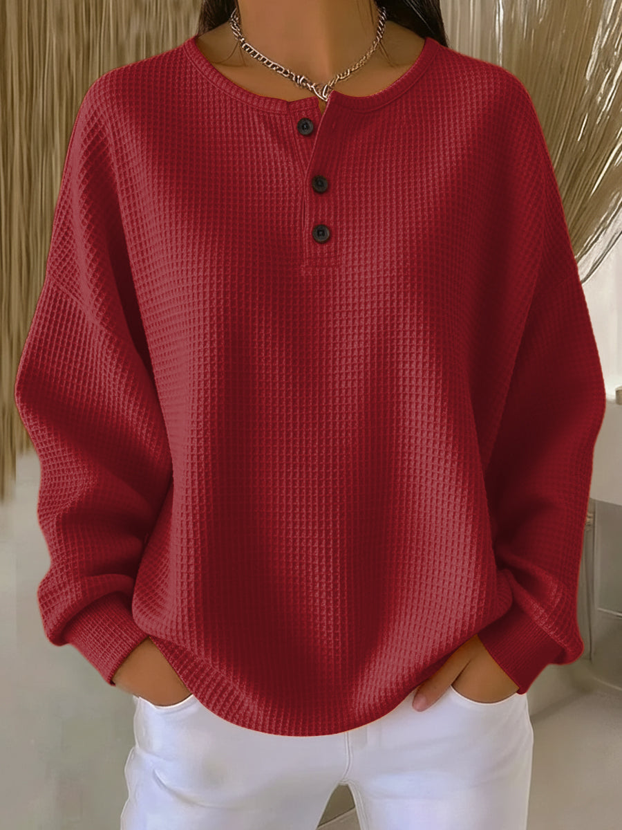 LAYLA – RELAXED WAFFLE BUTTON TOP