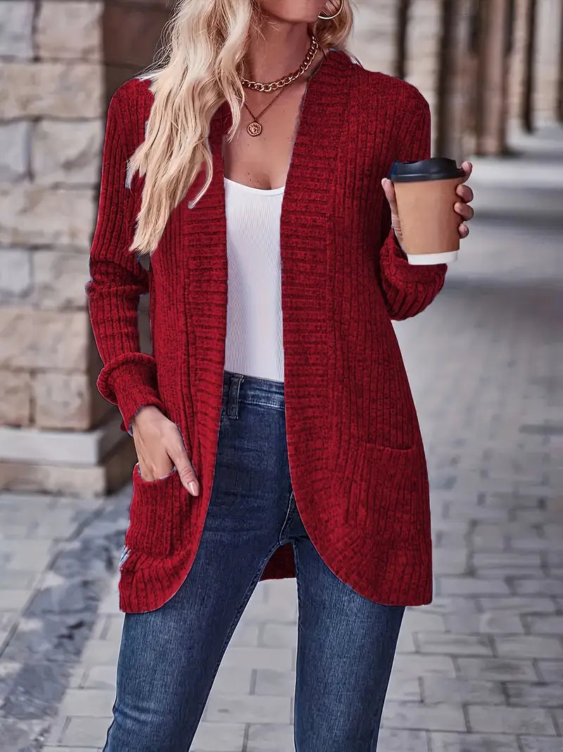 Neva™ - Elegant long-sleeved ribbed-knit cardigan