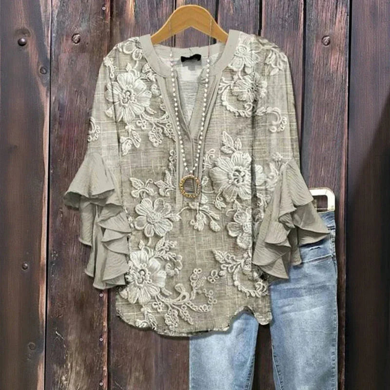 LILLIAN – ELEGANT FLORAL LACE BLOUSE