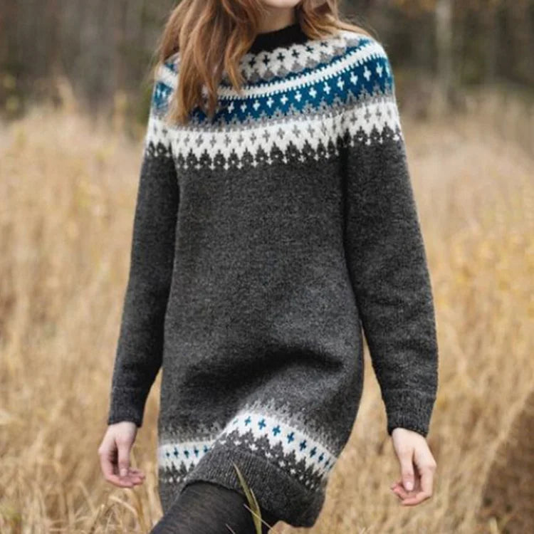 LUCIA™ | PRINTED MIDI PULLOVER WITH LONG SLEEVES