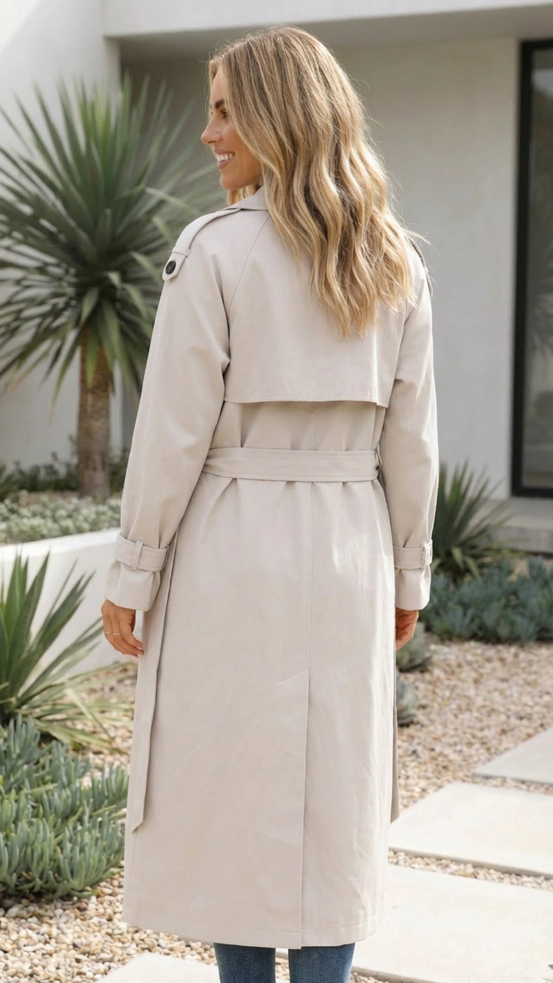 Women’s Double-Breasted Long Trench Coat