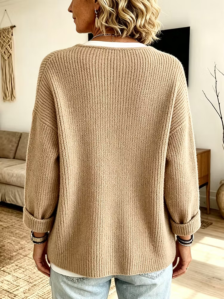 Avery | Ribbed Asymmetrical Knit Cardigan