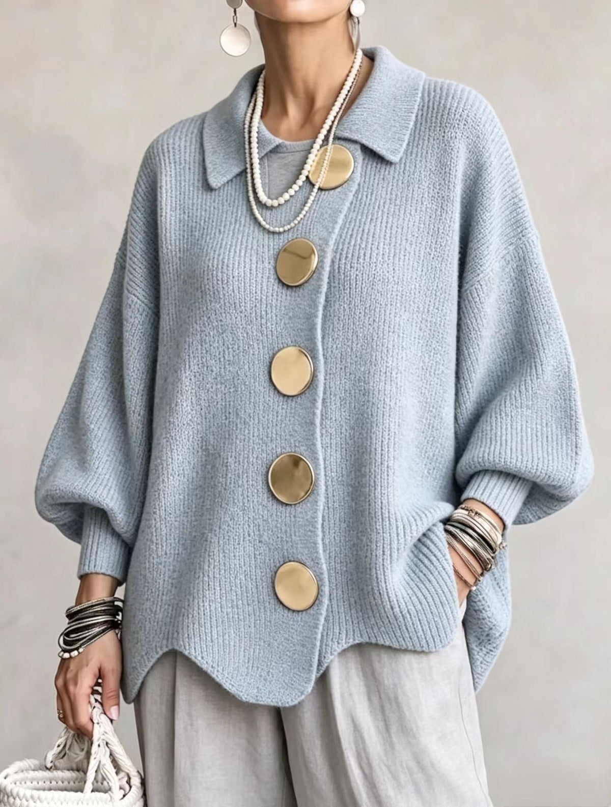 Women's long-sleeve button-up cardigan