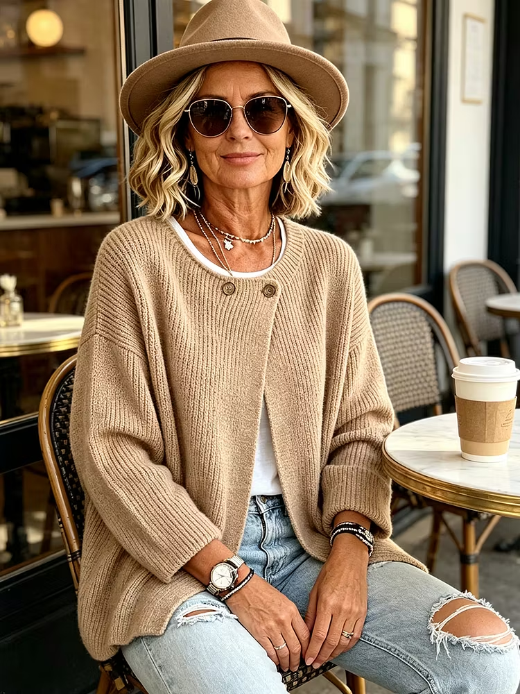 Avery | Ribbed Asymmetrical Knit Cardigan