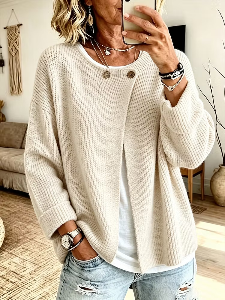 Avery | Ribbed Asymmetrical Knit Cardigan