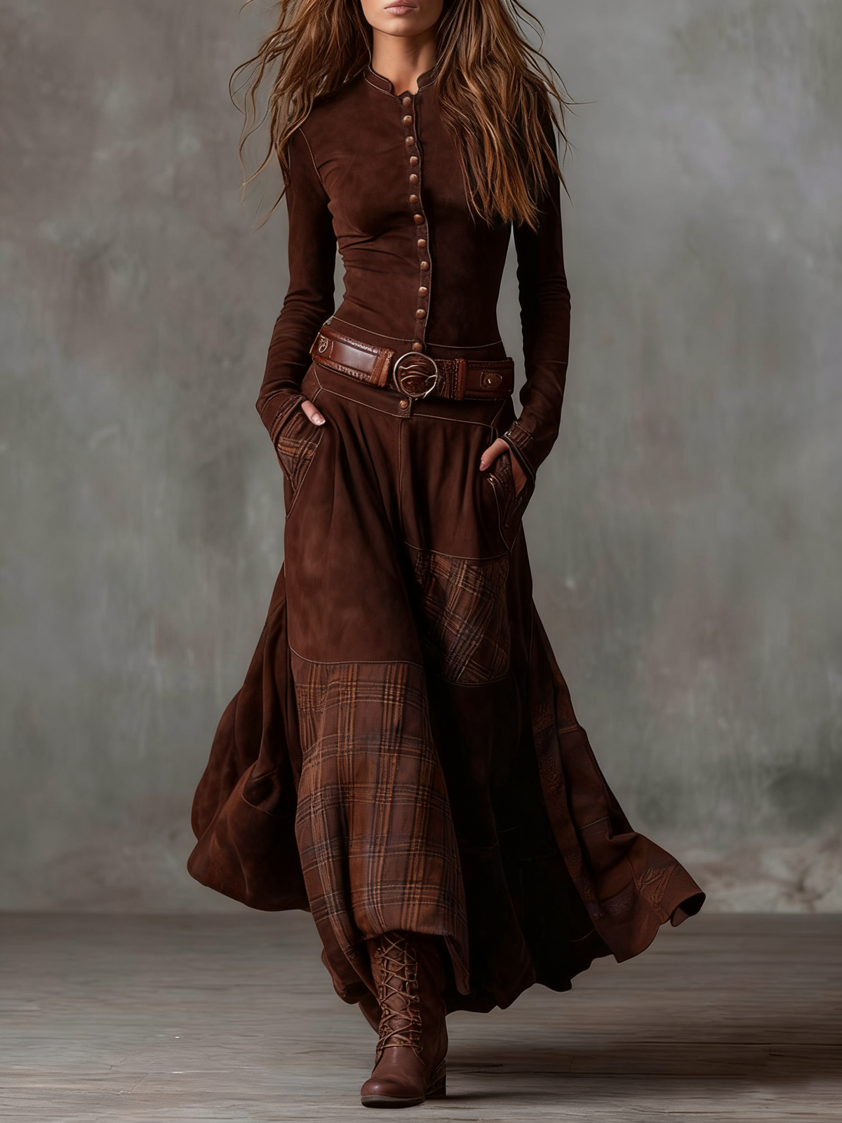 Zoraya | Long Dress with Artisan Panels