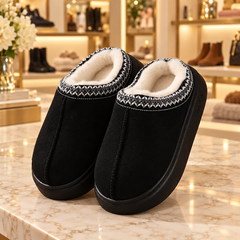 Anouk Black ultrawarm Tasman slippers displayed in Jennifer Dallas Boutique