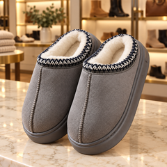 Anouk Gray ultrawarm Tasman slippers displayed in Jennifer Dallas Boutique