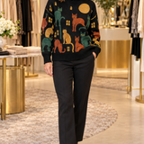 Toni Cat Crew Sweater in Black — Jennifer Dallas Boutique