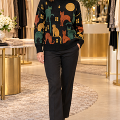 Toni Cat Crew Sweater in Black — Jennifer Dallas Boutique