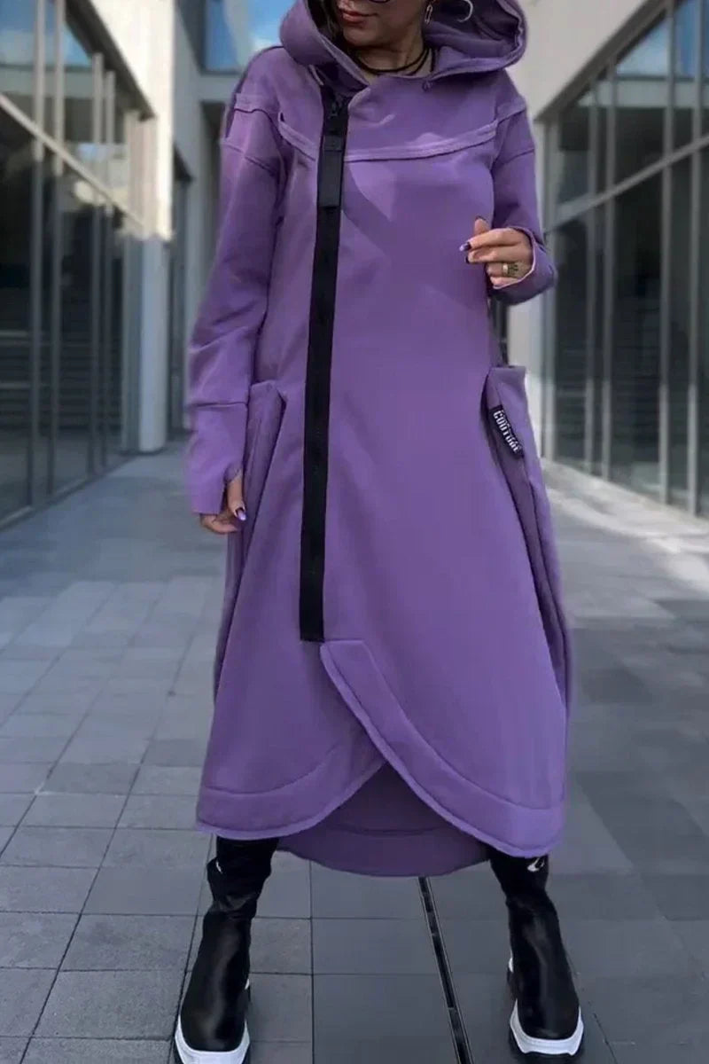 RILEY – FUTURISTIC HOODED LONG COAT