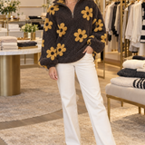 Delysanne Sophisticated Sweater in Yellow floral sherpa at Jennifer Dallas Boutique