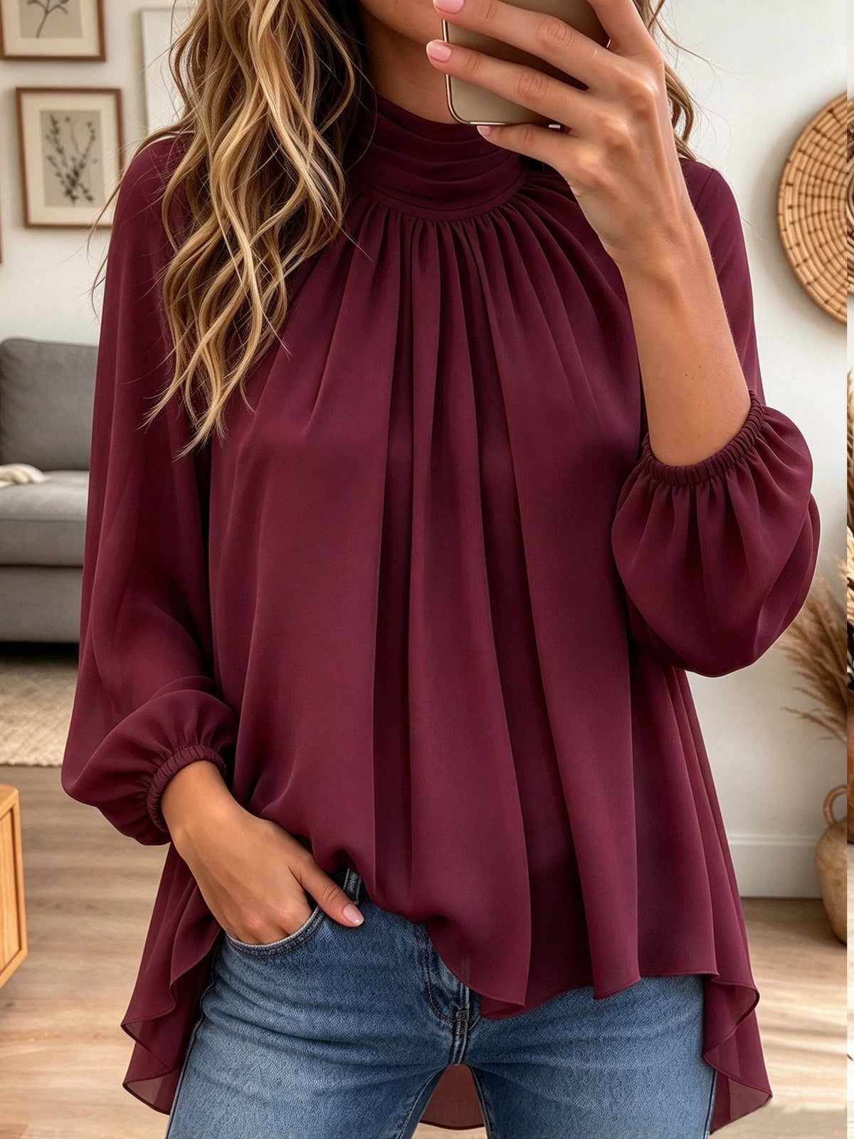 Marlowe | Pleated High-Neck Blouse