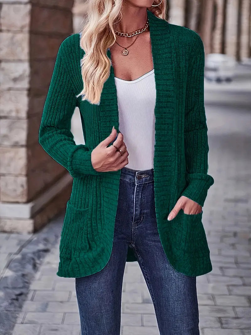 Neva™ - Elegant long-sleeved ribbed-knit cardigan