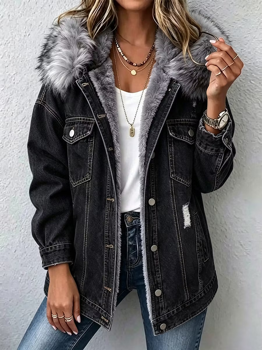 Celine | Faux Fur-Lined Denim Jacket