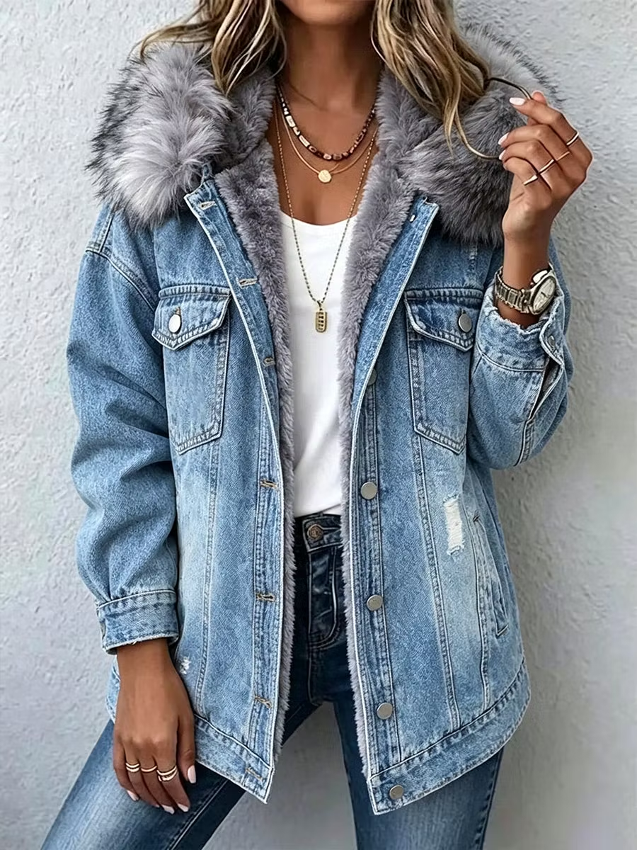 Celine | Faux Fur-Lined Denim Jacket