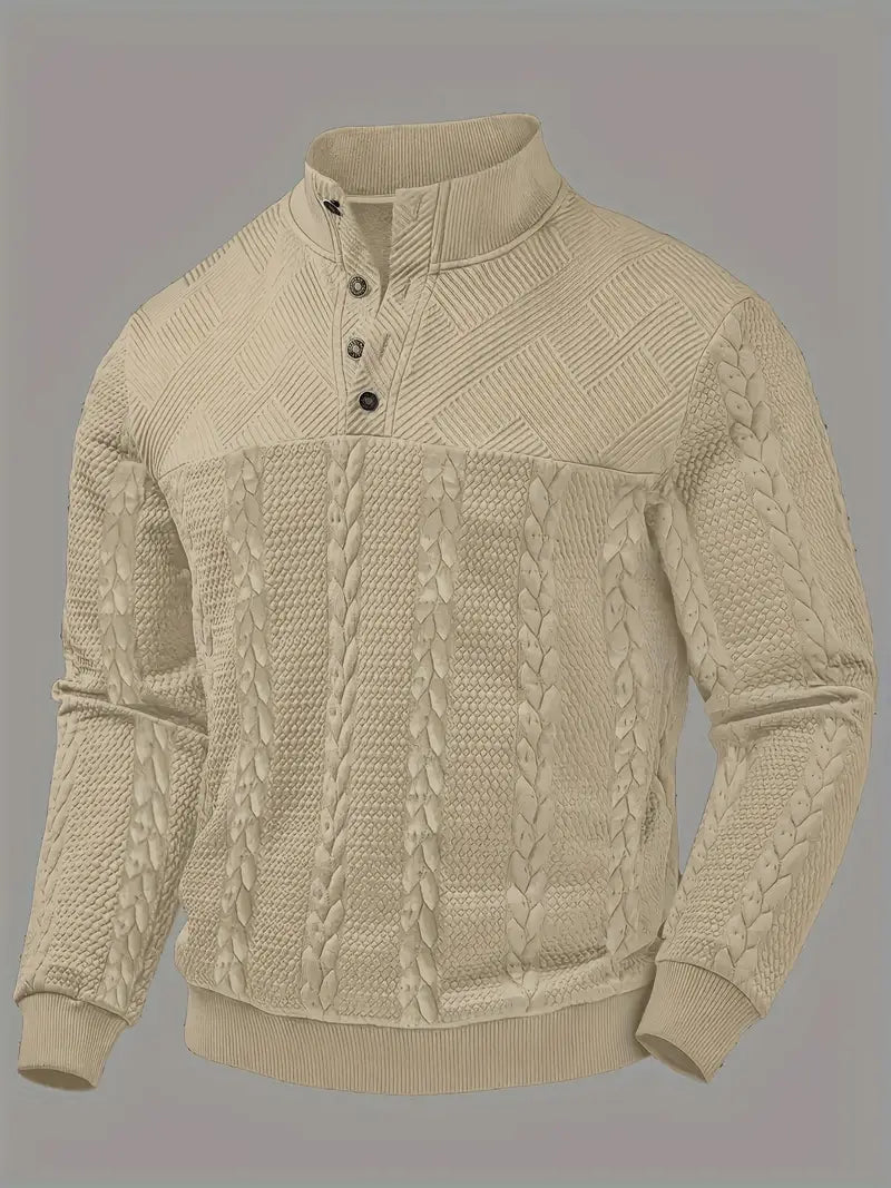 MASON – TEXTURED BUTTON-UP KNIT SWEATER
