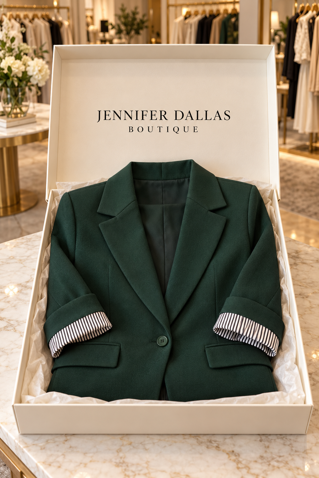 Jamie Stylish Women's Blazer in Jennifer Dallas Boutique gift box
