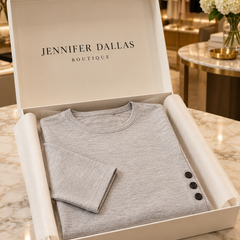 Kelly long-sleeved top presented in a Jennifer Dallas Boutique gift box