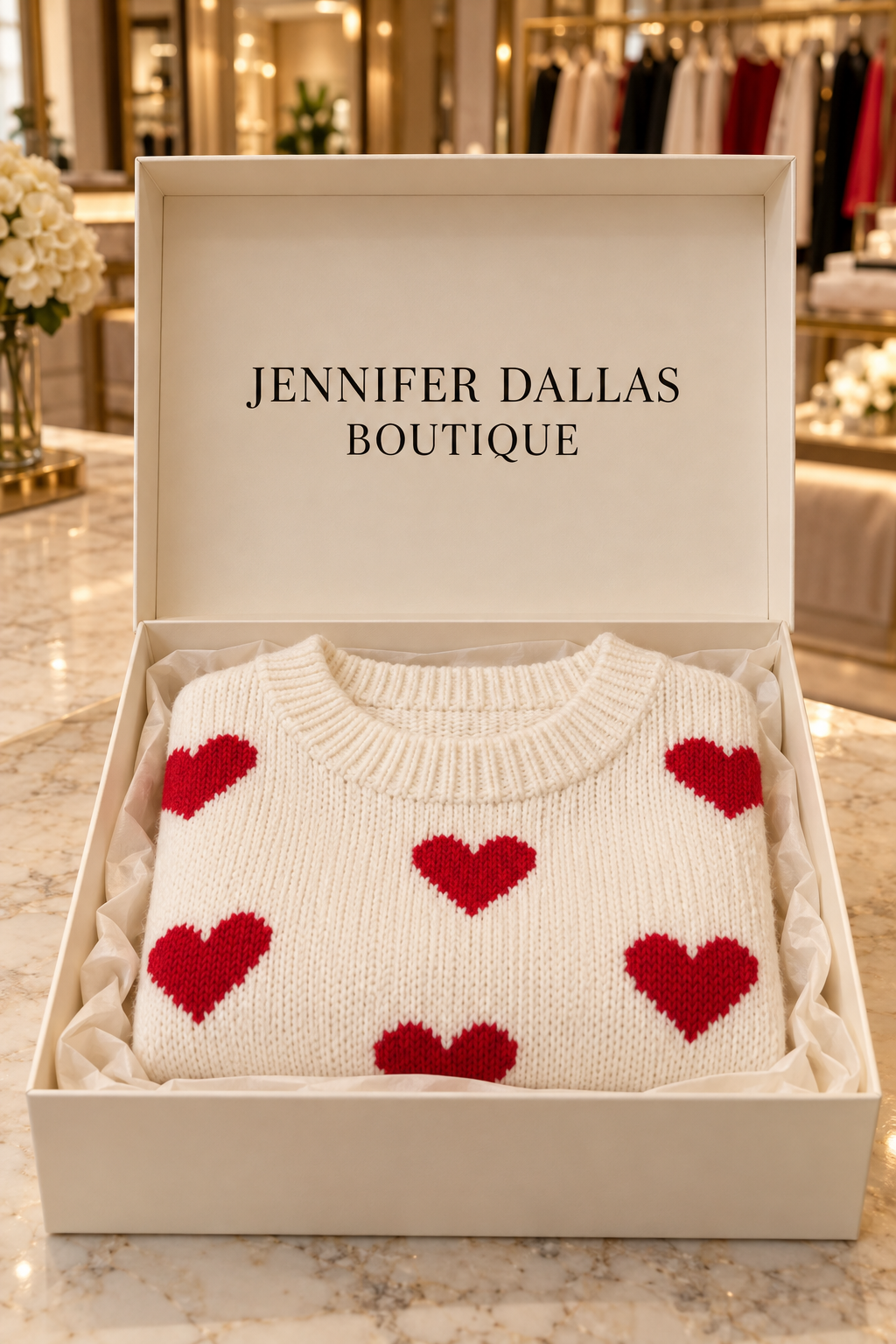 Lena Soft Sweater presented in a Jennifer Dallas Boutique gift box
