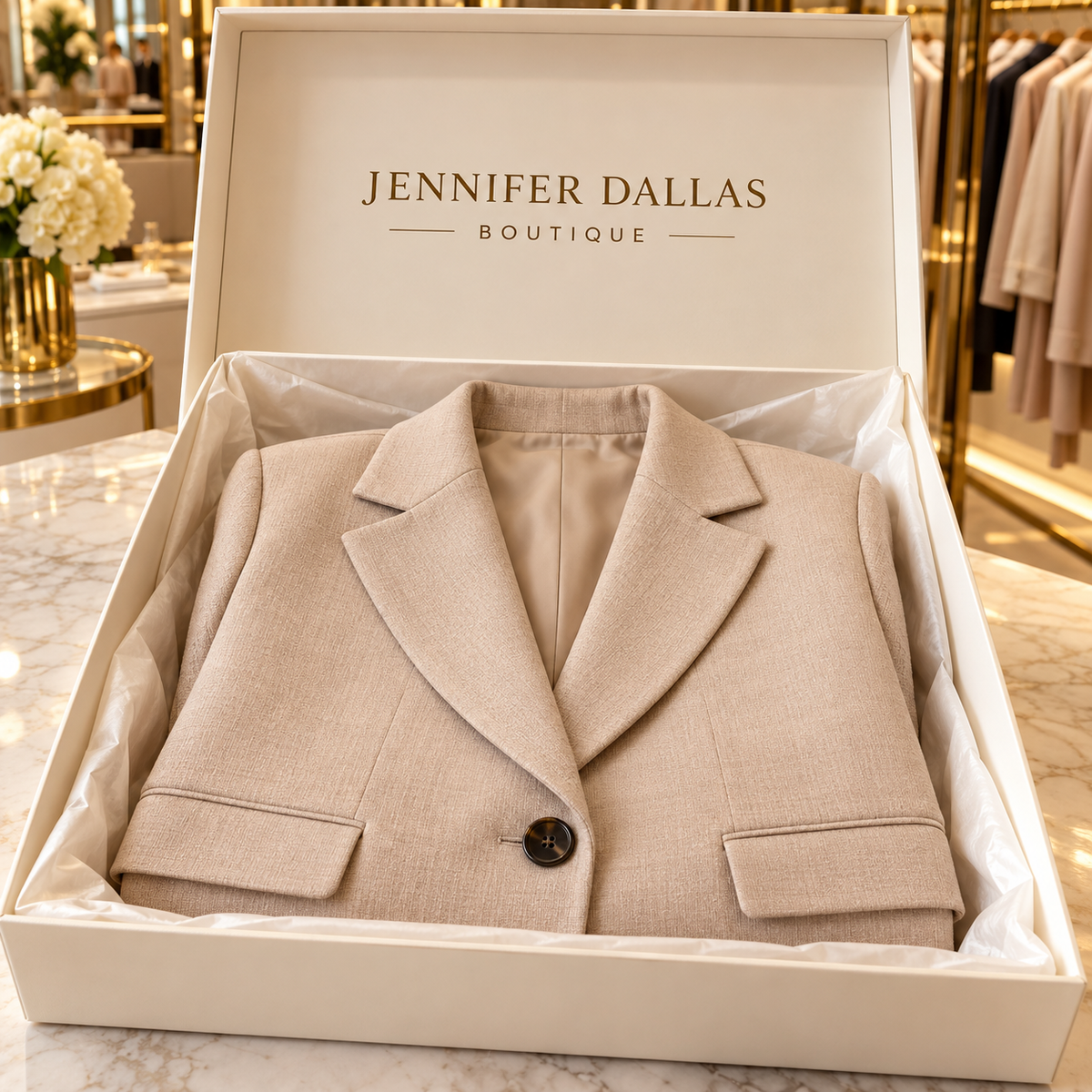 Lina Classic Blazer in gift box — Jennifer Dallas Boutique