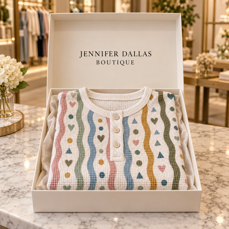 Luna Colorful Stripe Top in a Jennifer Dallas Boutique gift box