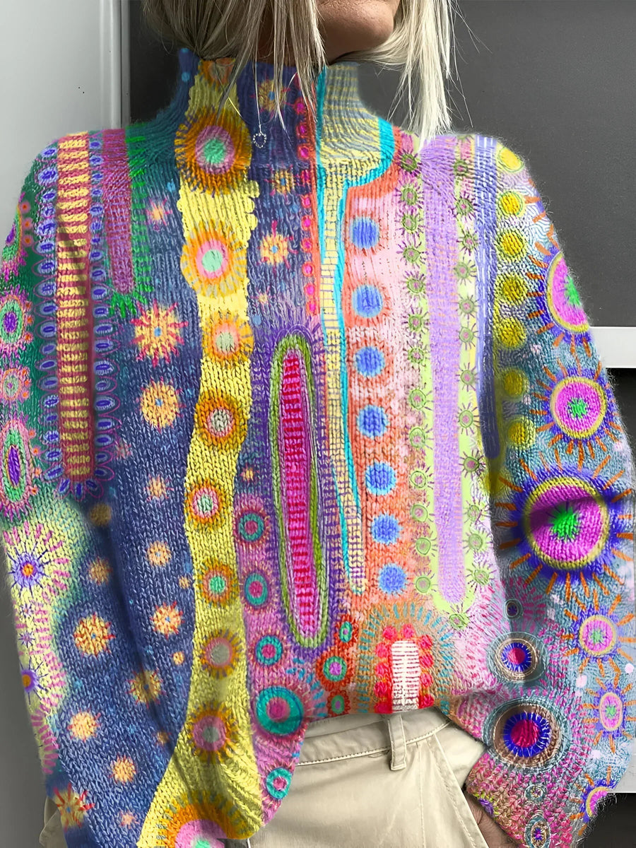 Daphne™ | Colorful and Cheerful High Neck Sweater