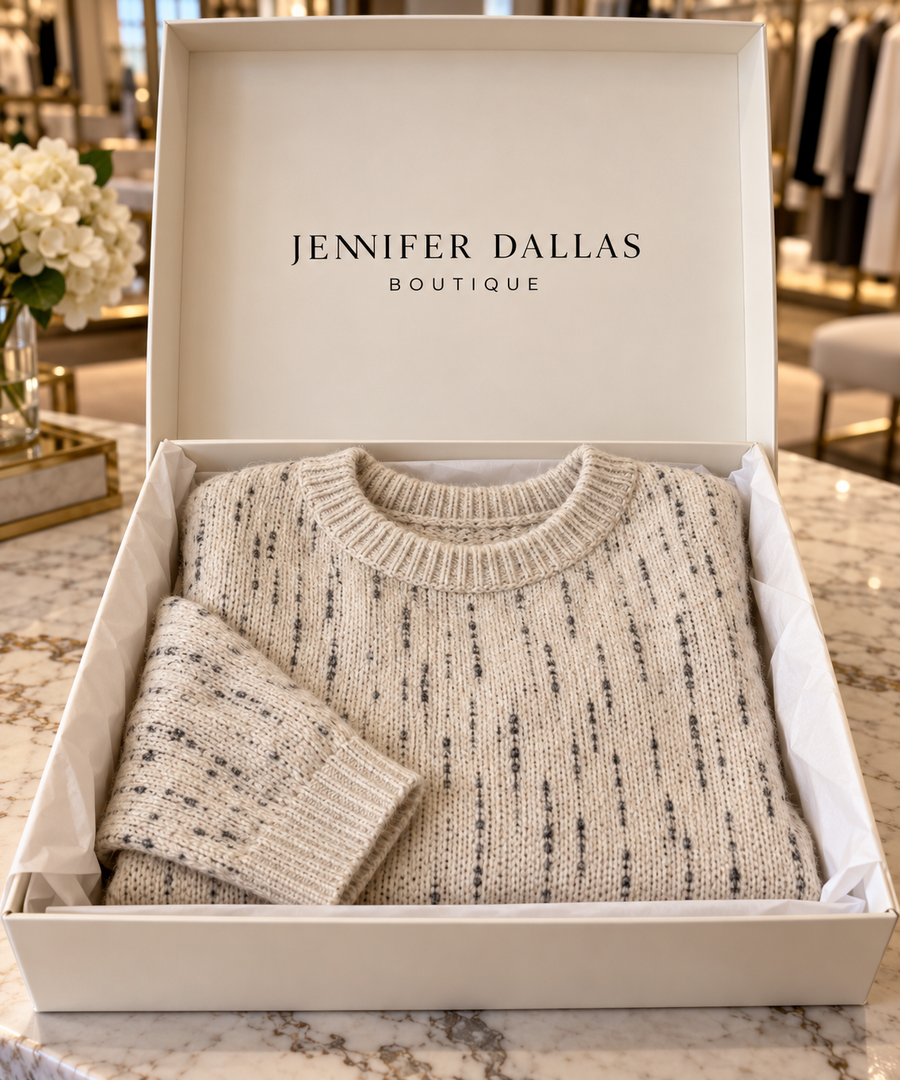 Jennifer Dallas Boutique gift box with Veronika sweater